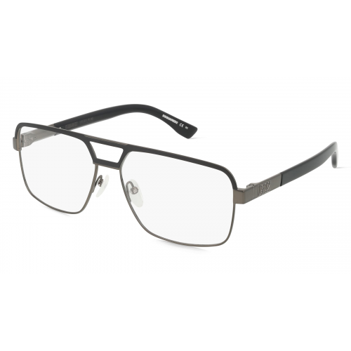 Dsquared2	 D2 0034 Herren-Brille inkl. Gläser Vollrand Pilot Metall-Gestell 59mm/15mm/140mm, schwarz