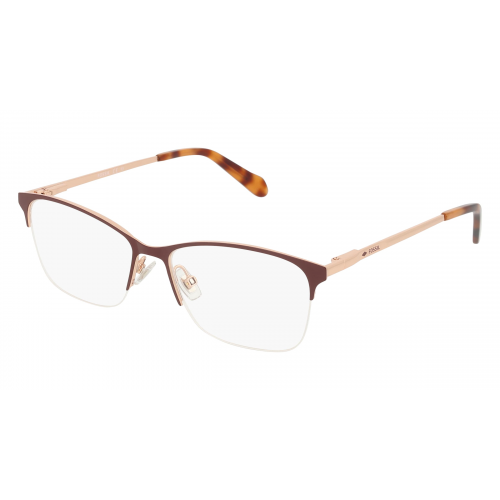 Fossil 7142 Damen-Brille inkl. Gläser Halbrand Butterfly Metall-Gestell 53mm/16mm/140mm, rot