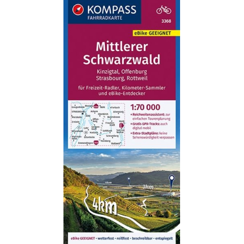 KOMPASS Fahrradkarte 3368 Mittlerer Schwarzwald 1:70.000