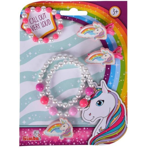 Simba 105562479 - Einhorn Schmuck Set, Kinderschmuck, 4-teilig