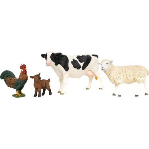 Schleich 42729 - Farm World, Bauernhof Starter Set, 4-teilig (Kuh/Schaf/Hahn/Zicklein)