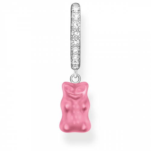 Thomas Sabo CR726-052-9 Einzel-Creole Silber-Ohrring mit Pinkfarbenem Goldbären