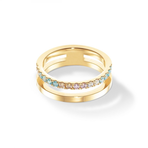 Coeur de Lion 0136/40-1590 Damenring Edelstahl Multi-Pastel-Gold