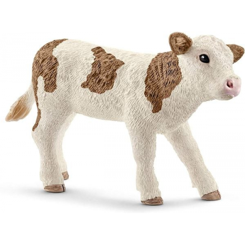 Schleich 13802 - Farm World, Fleckvieh Kalb, Tierfigur, Bauernhoftier