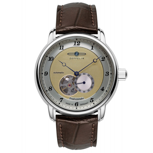 Zeppelin 8566-5 Herrenuhr Automatik Open Heart Friedrichshafen Braun/Goldfarben