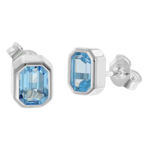trendor 68495 Damen-Ohrringe 925 Silber Ohrstecker Blautopas