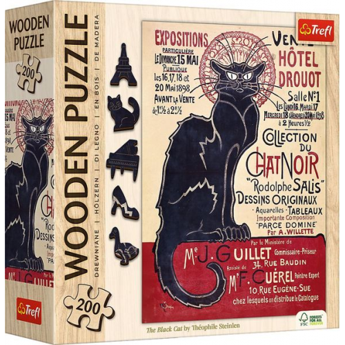 Trefl - Holzpuzzle 200 - Die schwarze Katze