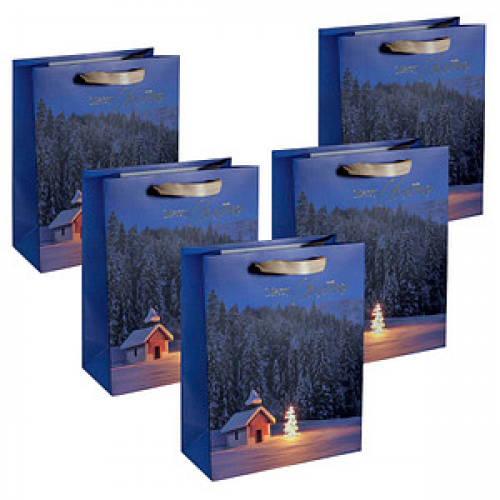 5 SIGEL Geschenktaschen Christmas Chapel  Large Motiv 26,0 x 33,0 cm