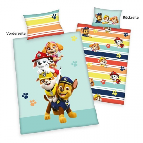 Paw Patrol 2632404063 - Flanell-Bettwäsche (Made in Green), 40x60 cm + 100x135 cm, 100% Baumwolle