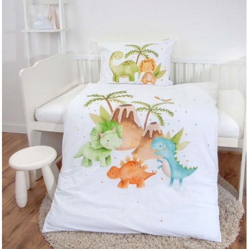 Babybest® 2685230063 - Dinos Flanell-Bettwäsche (Made in Green), 40x60 cm + 100x135 cm, 100% Baumwolle