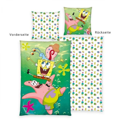 SpongeBob 4475206050 - Bettwäsche, 80x80 cm + 135x200 cm, 100% Baumwolle