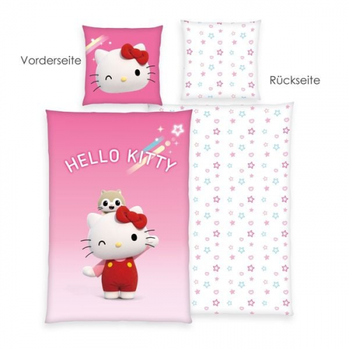 Hello Kitty 4471218050 - Super Style Bettwäsche, 80x80 cm + 135x200 cm, 100% Baumwolle