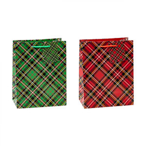 12 TSI Geschenktaschen Tartan Motiv sortiert 18,0 x 23,0 cm