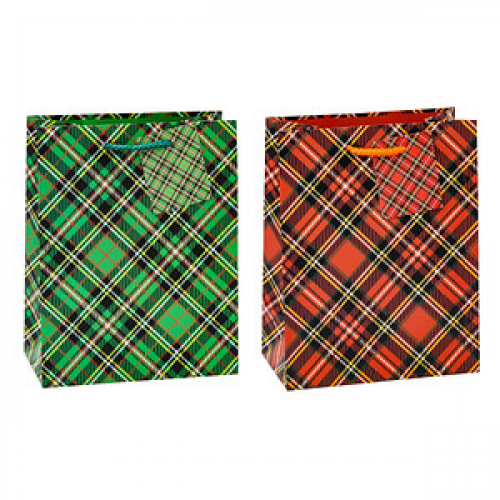 12 TSI Geschenktaschen Tartan Motiv sortiert 26,0 x 32,0 cm