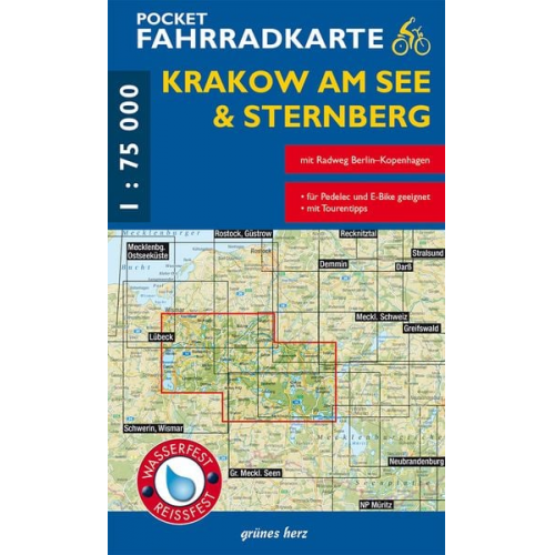 Pocket-Fahrradkarte Krakow am See & Sternberg