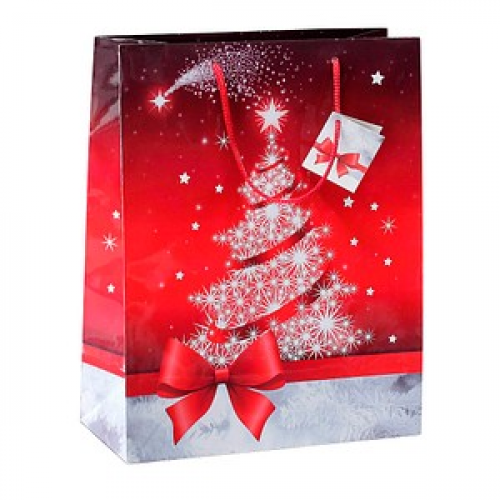 5 SIGEL Geschenktaschen Sparkling Tree rot/weiß 17,0 x 23,0 cm