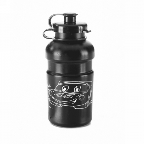 Schwarze babyflasche mit siebdruck