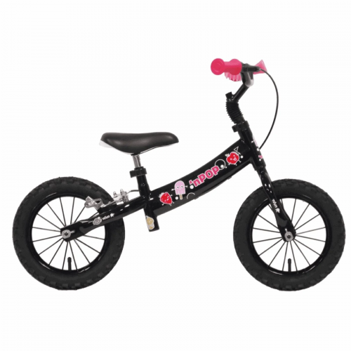 Kinderfahrrad 12 "laufrad 'npop schwarz / fuchsia