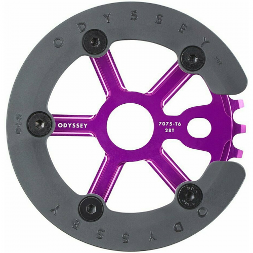 Sprocket utility w. guard 28t 7075-t6 eloxiert rot