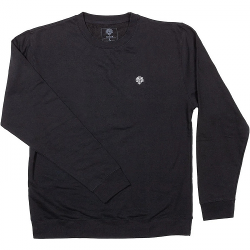 Odyssey sweatshirt mit genähtem monogramm und rundhalsausschnitt in schwarz mit weißem aufdruck m