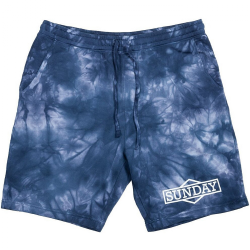 Navy Tie-Dye Sweatshorts Sonntag - Größe S, 100% Baumwolle