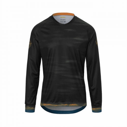 Roust ls-shirt schwarz/orange blau gemustert größe m