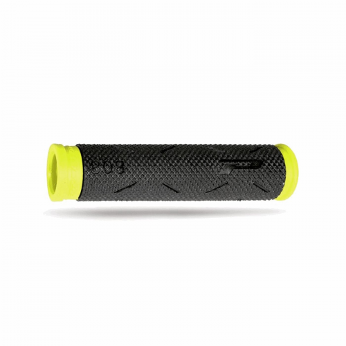 Mtb soft touch 125 mm griffe aus schwarzem/fluogelbem gummi