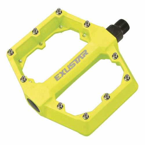 BMX/Freestyle Flat Pedale aus Aluminium Gelb Fluoreszierend 105x108mm - Exustar