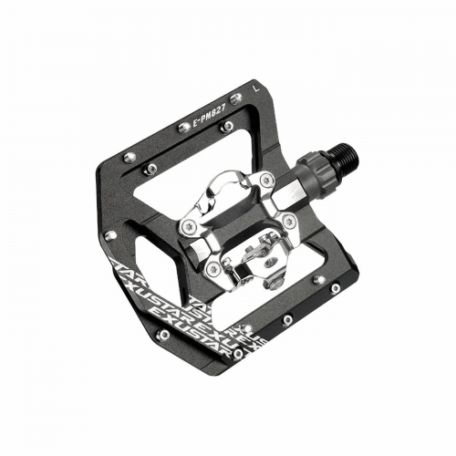 EXUSTAR MTB-Pedal E-PM827 aus schwarzem Aluminium, SPD/FLAT, 108x100mm, 405g