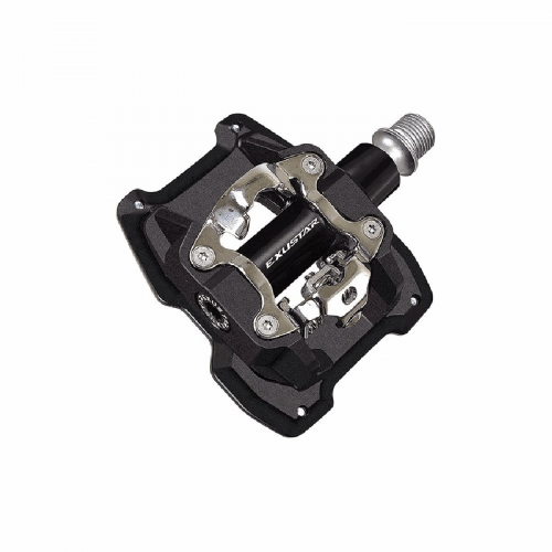 MTB Pedal E-PM831 aus schwarzem Aluminium mit SPD/FLAT-Funktion, 92x89mm, 510g