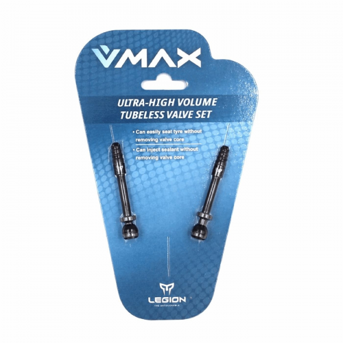 V-max tubeless-ventillänge: 57,5 mm aus schwarzem aluminium (2 stück).