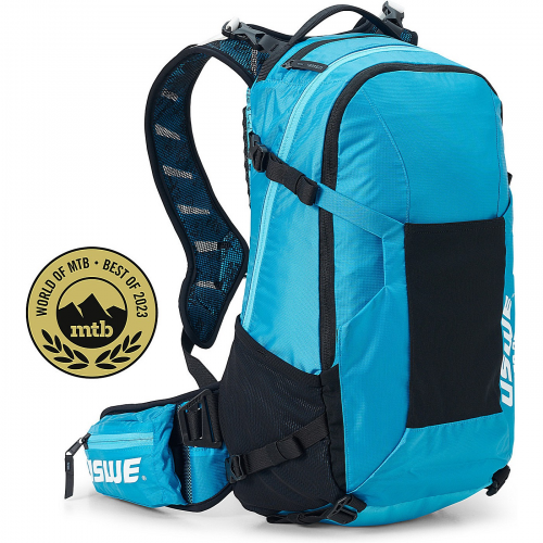 USWE Shred 25 Liter Rucksack Blau für Freeride und MTB mit No Dancing Monkey 2.0