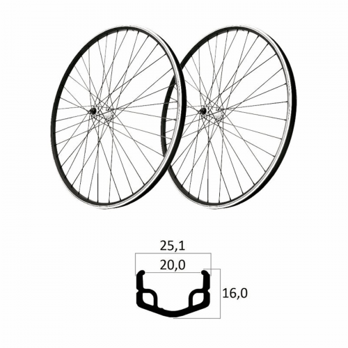 Paar räder 20 aus aluminium mit v-brake-gewindenabe aus stahl 1