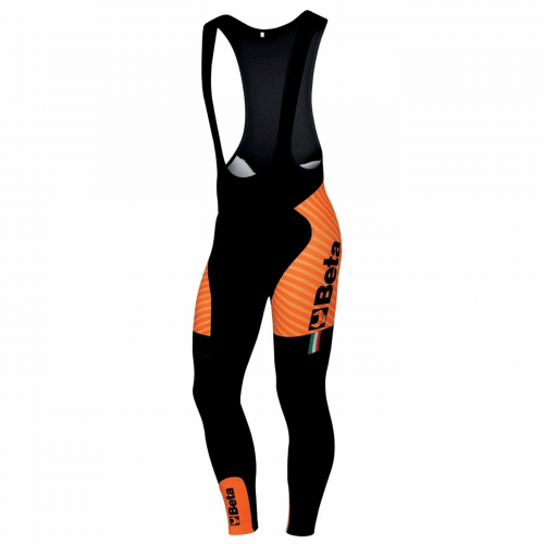 Lange rad-trägerhose für den winter, orange, größe s