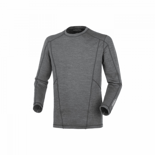 Thermo-Unterhemd Grau Melange XL Langarm aus Merinowolle und Polyester