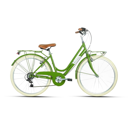 Damen City Fahrrad Grün 26' mit Shimano 6-Gang MYLAND - Hi-Ten Stahlrahmen, V-Brake