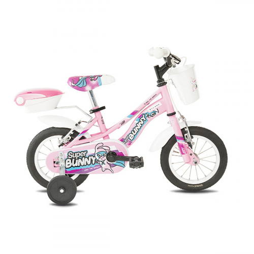 Kinderfahrrad Super Bunny 12' Rosa mit Stahlrahmen und V-Brake