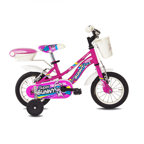 Kinderfahrrad Super Bunny 12 Fuchsia mit Stahlrahmen und V-Brake