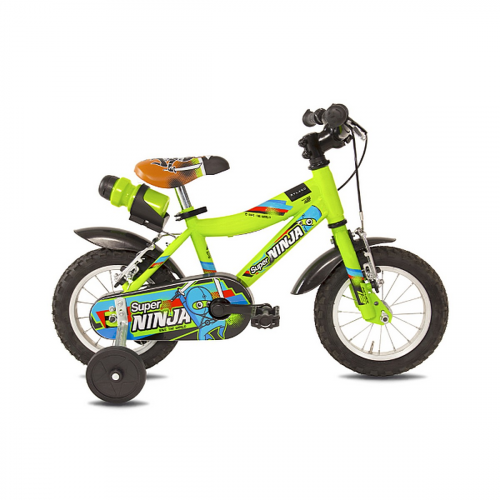 Kinderfahrrad Super Ninja 12' Grün mit Stahlrahmen und V-Brake