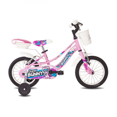 Kinderfahrrad Super Bunny 14 Rosa mit Stahlrahmen und V-Brake