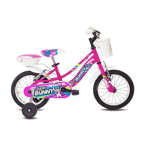 Kinderfahrrad Super Bunny 14 Fuchsia mit Stahlrahmen und V-Brake