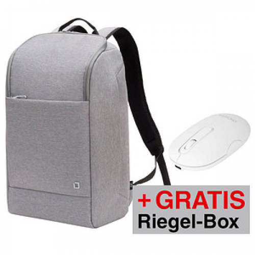 AKTION: DICOTA Laptop-Rucksack Eco MOTION Kunstfaser hellgrau 23,0 l bis 39,6 cm (15,6 Zoll) + GRATIS DICOTA Bluetooth Mouse DESKTOP