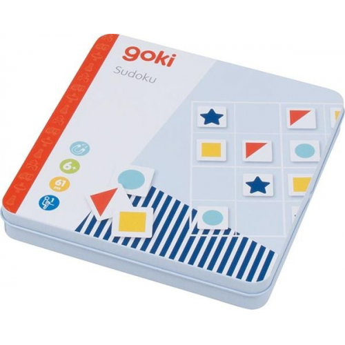 Goki 56656 - Sudoku, 36 Magnete, 25 Vorlagekarten in