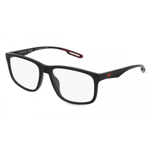 Emporio Armani EA3209U Herren-Brille inkl. Gläser Vollrand Eckig Kunststoff-Gestell 56mm/17mm/145mm, schwarz