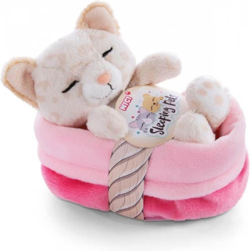 NICI - Sleeping Pets - Kätzchen mit Leopardenmuster 12cm im Körbchen