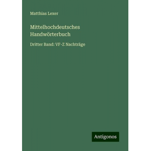 Matthias Lexer - Mittelhochdeutsches Handwörterbuch