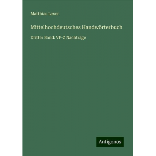 Matthias Lexer - Mittelhochdeutsches Handwörterbuch