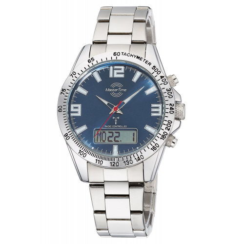 Master Time MTGA-10875-32M Herren-Armbanduhr Funk Sporty Big Date Stahl/Blau