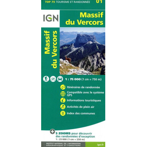 IGN 75 000 Touristische Wanderkarte 01 Massif du Vercors