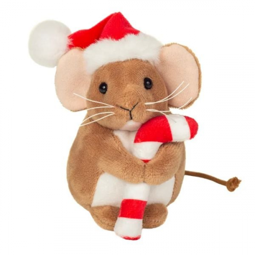 Teddy Hermann 946168 - Weihnachtsmaus mit Zuckerstange, 11 cm, Plüschtier